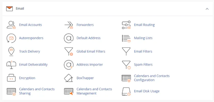 cPanel email section