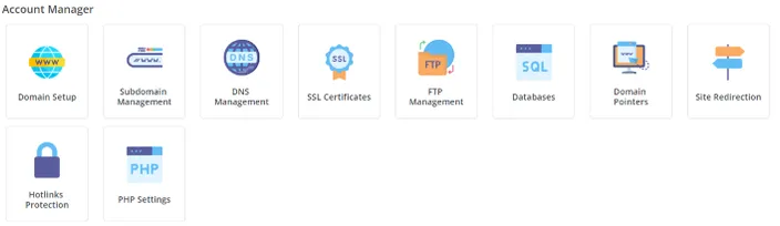 DirectAdmin account manager section