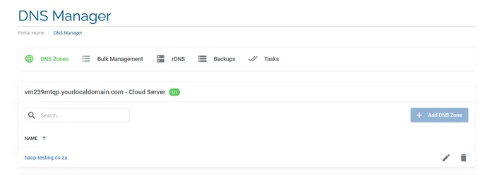HostAfrica’s “DNS Manager” dashboard