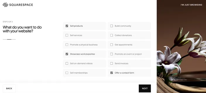Squarespace art website builder questionnaire