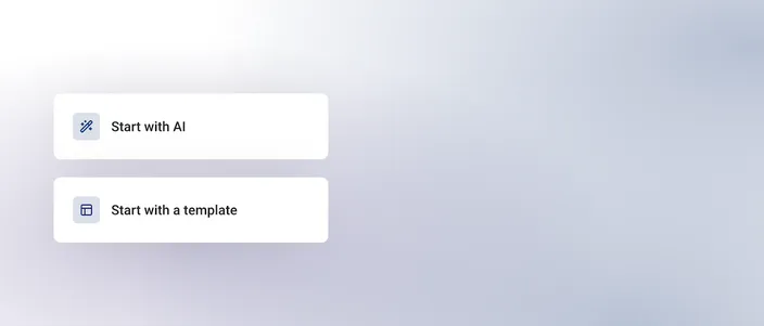Starting option between AI and template on HostAfrica artist website builder