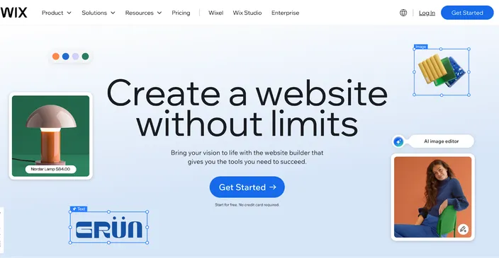 Wix one page site builder homepage