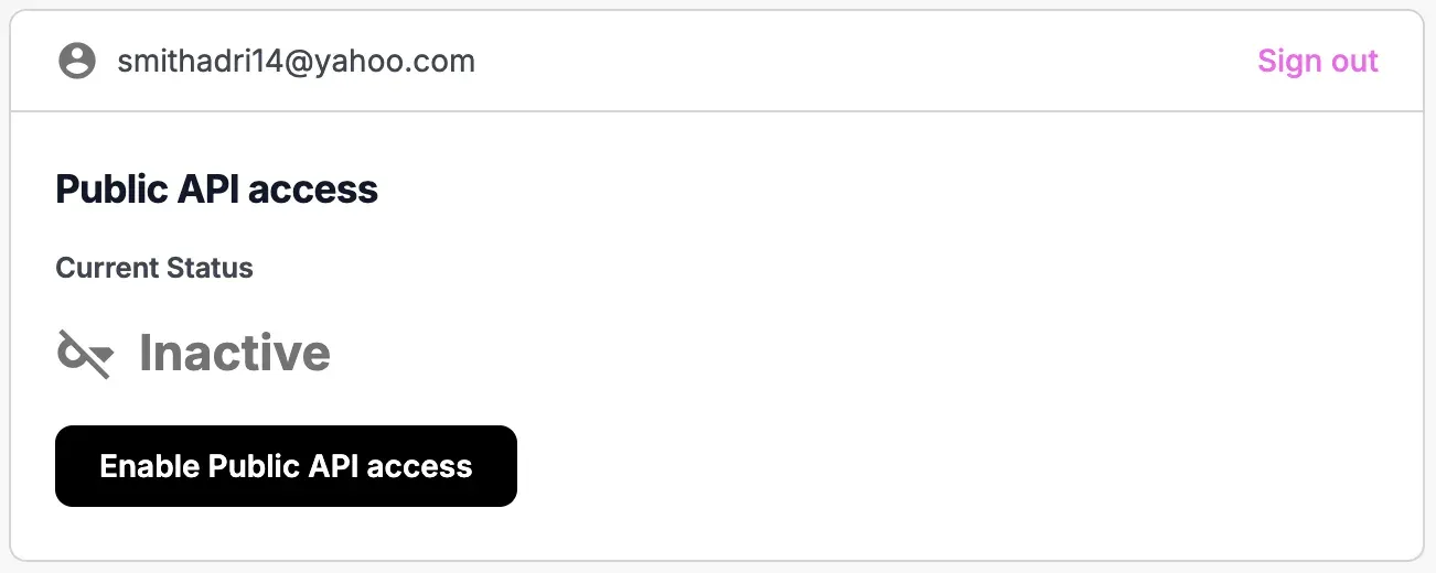 The Enable public API access button on the HostAfrica key management page
