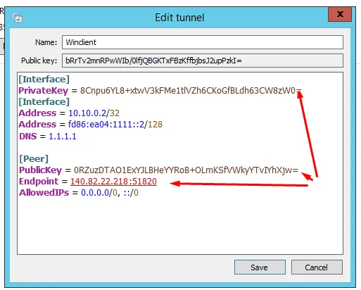Windows client window WireGuard VPN