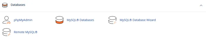 Databases section in cPanel