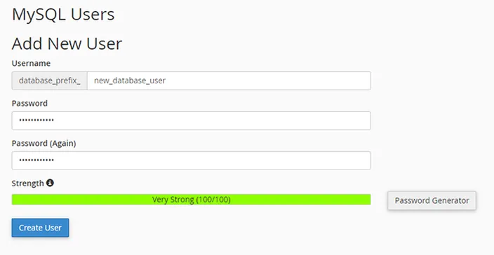 MySQL Users Add New User