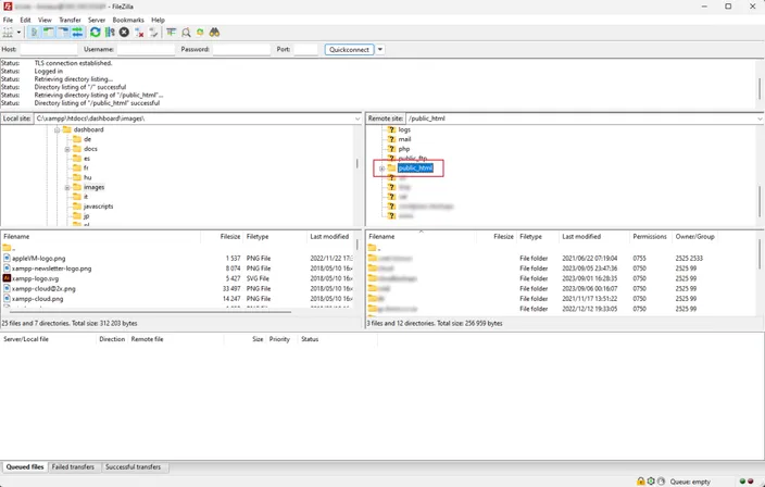 right hand pane in filezilla