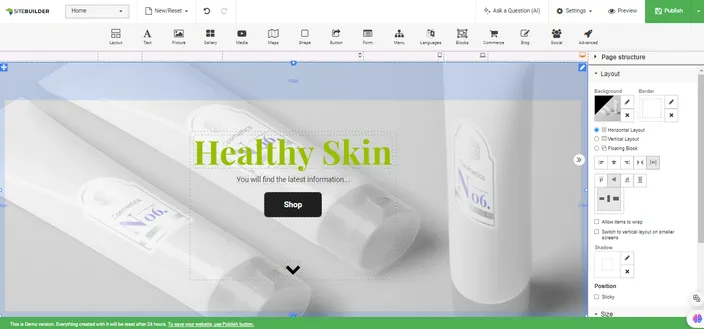 HostAfrica’s website builder page after selecting the new image