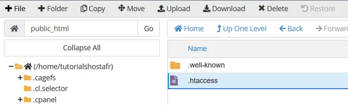 cPanel .htaccess file