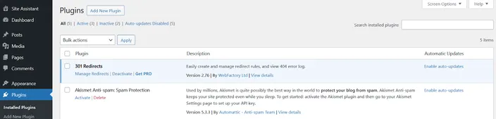 301 Redirect plugin in WordPress