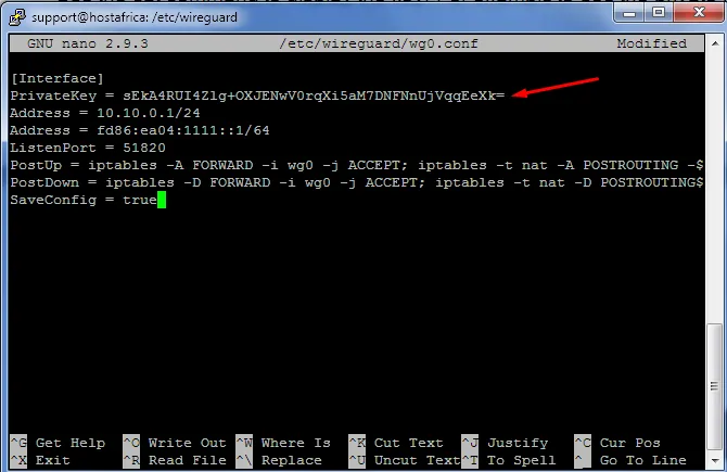 terminal output