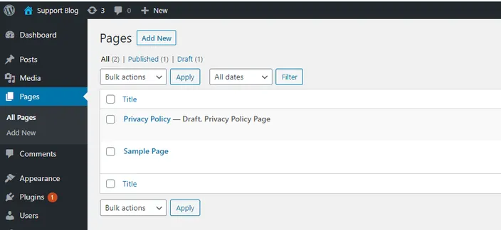 Select Pages - All Pages.