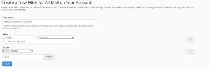 You can create a spam email filter.