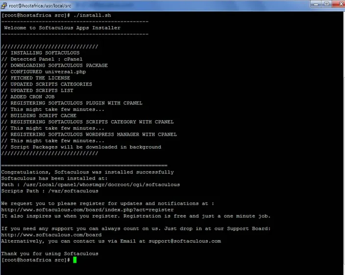 terminal output