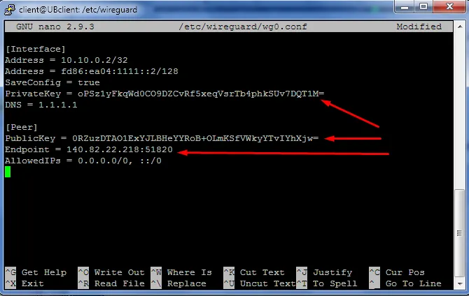 terminal output