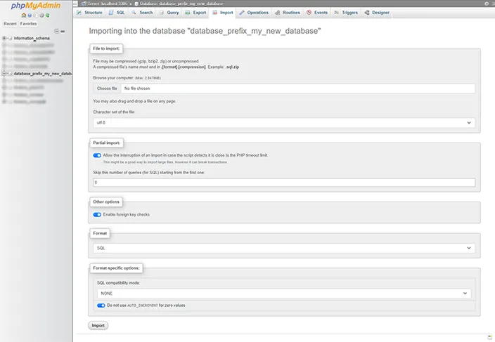Import Database