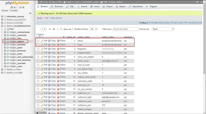 phpmyadmin edit wp options