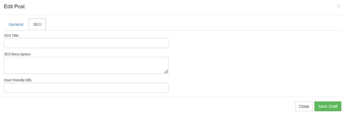 The SEO tab that is important for good page rankings of each blog post