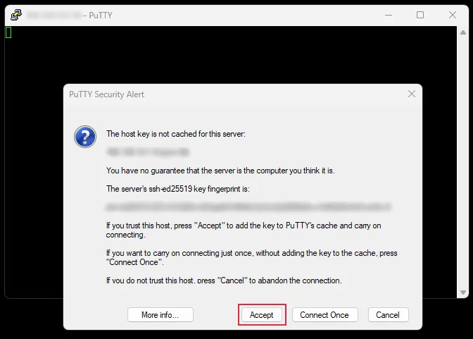 Putty Host Key Warning