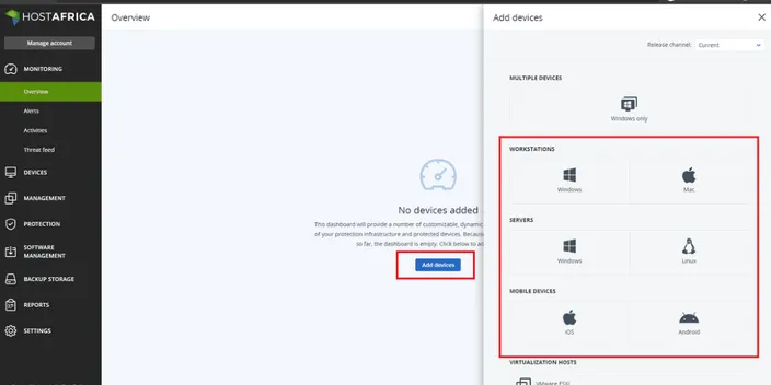 cloud management console screenshot