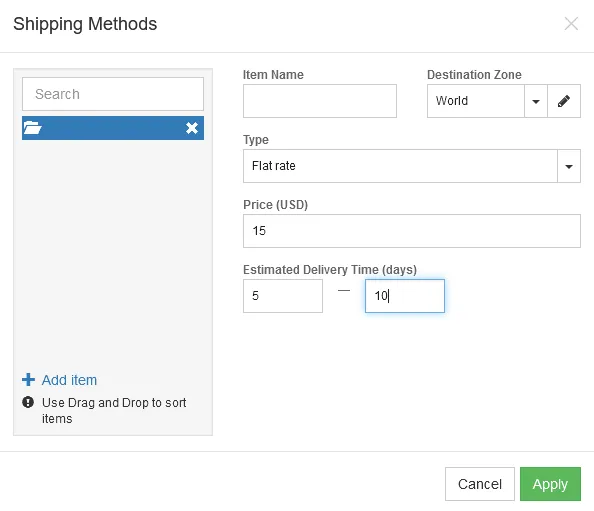 You can edit the shipping methods your online store will use after a purchase is made