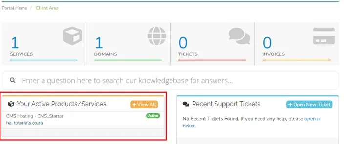 Navigating to cPanel log in button via WHMCS