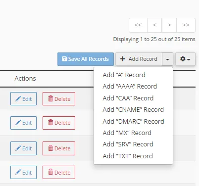 Adding A, CNAME, and MX Records in cPanel