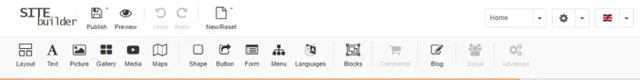 Site builder features and functions