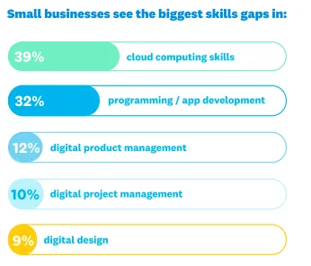 A graph from the Xero small businesses report showing skills gaps