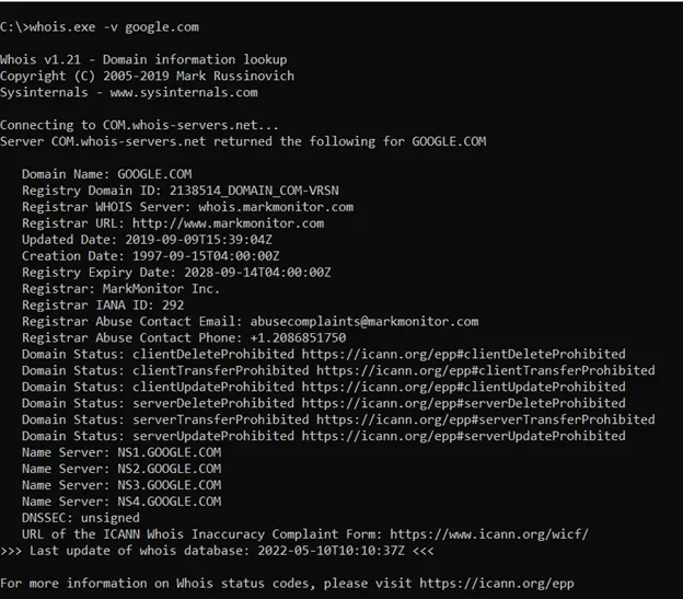 whois windows output