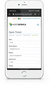 support ticket open on a mobile device
