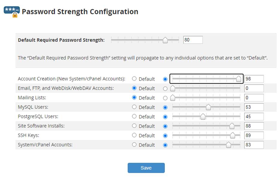 password strength config