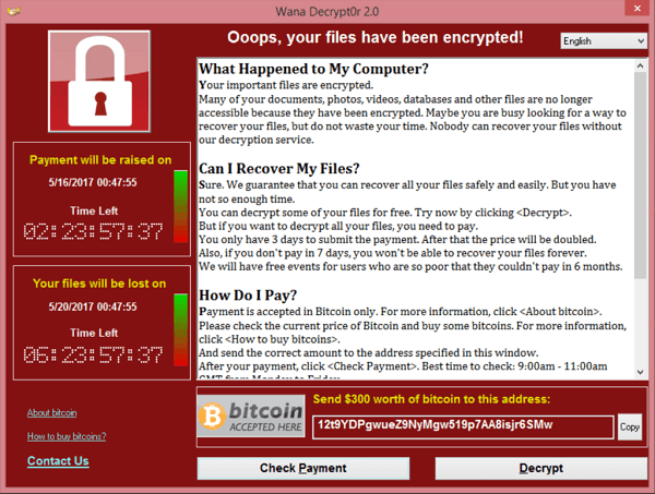 WannaCry ransomware attack