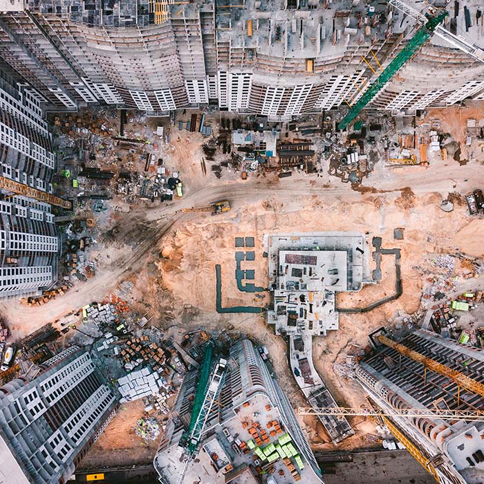 Aerial view of a construction site