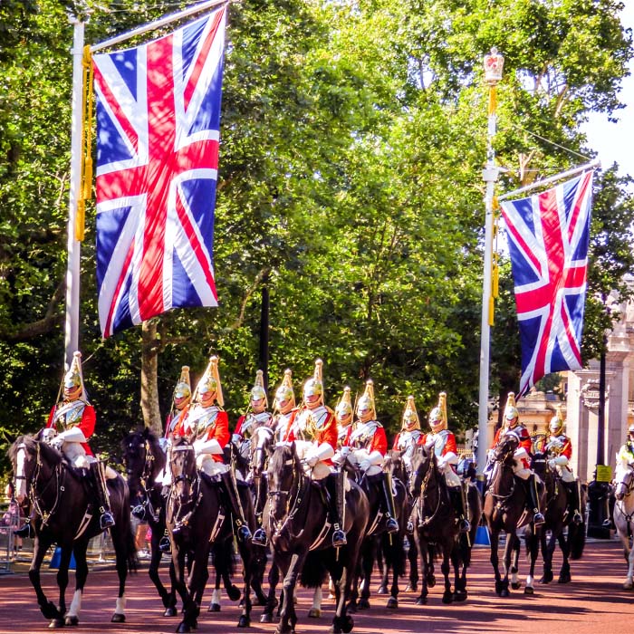 Kings guard on parade with the union jack