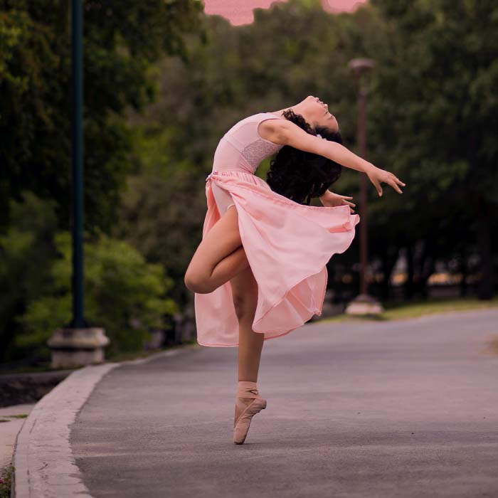 a ballet dancer performing in the street