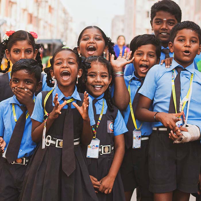 Hindu school children posing for a photo