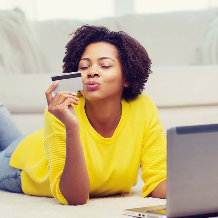 a young woman and her credit card