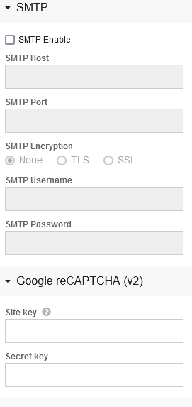 SMTP settings tab