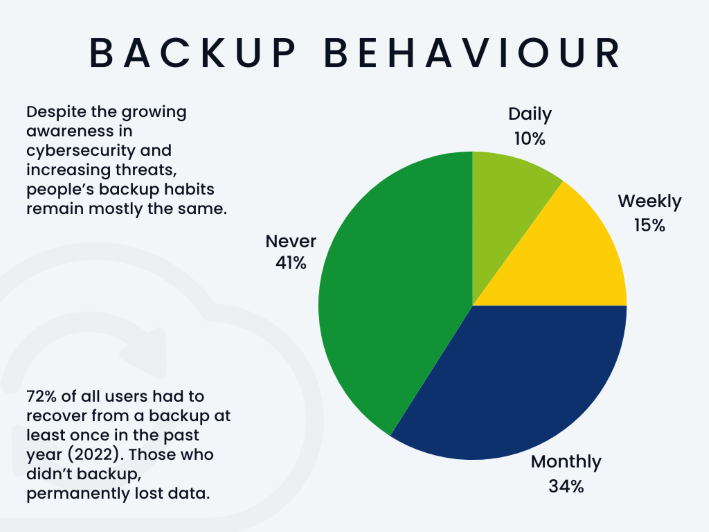 A pie chart showing how often people backup their data.